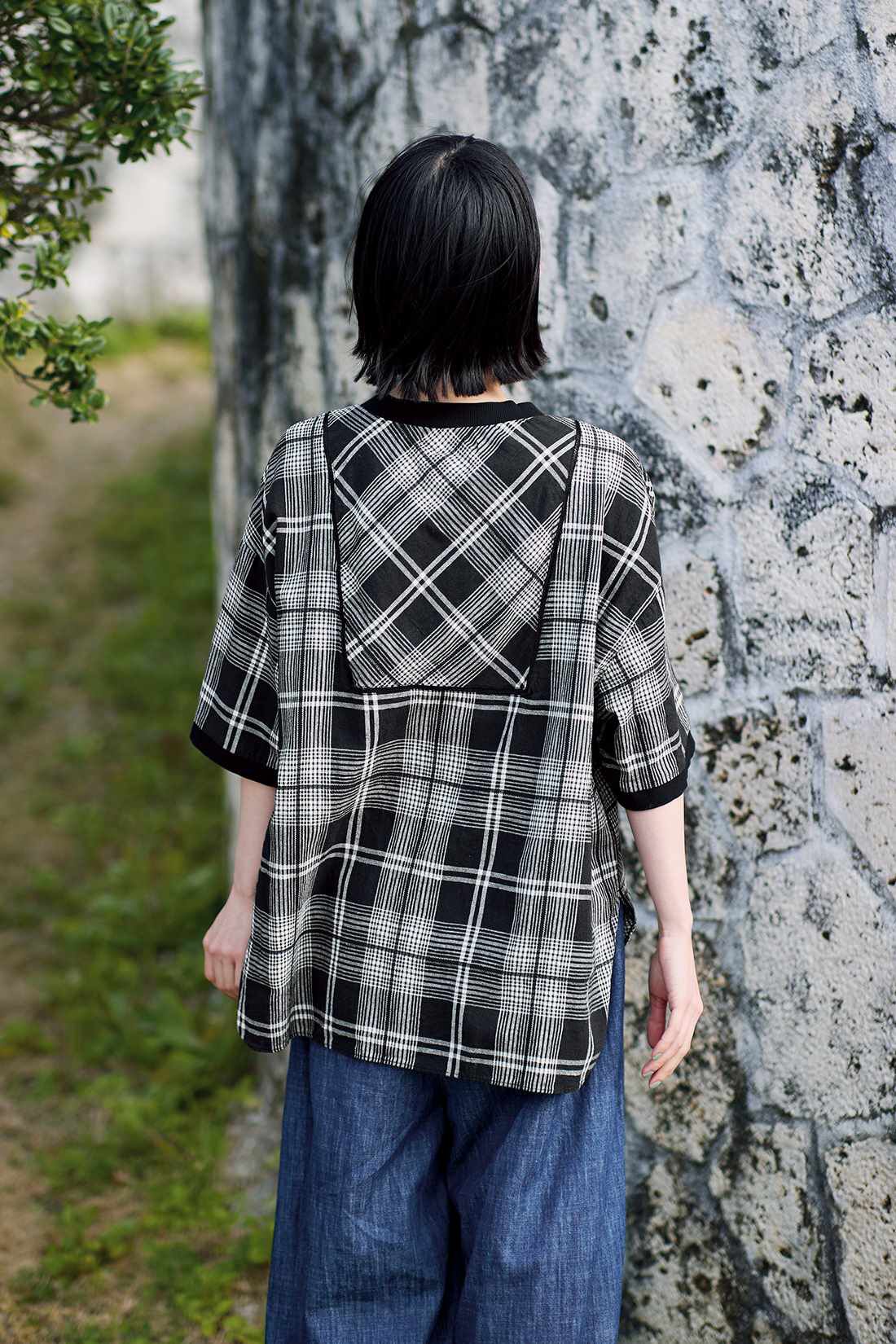 Sunny clouds|サニークラウズ　feat. Shuttle Notes 　白黒チェックのトップス〈レディース 〉|身長162cm/トップスMサイズ/ボトムスMサイズ