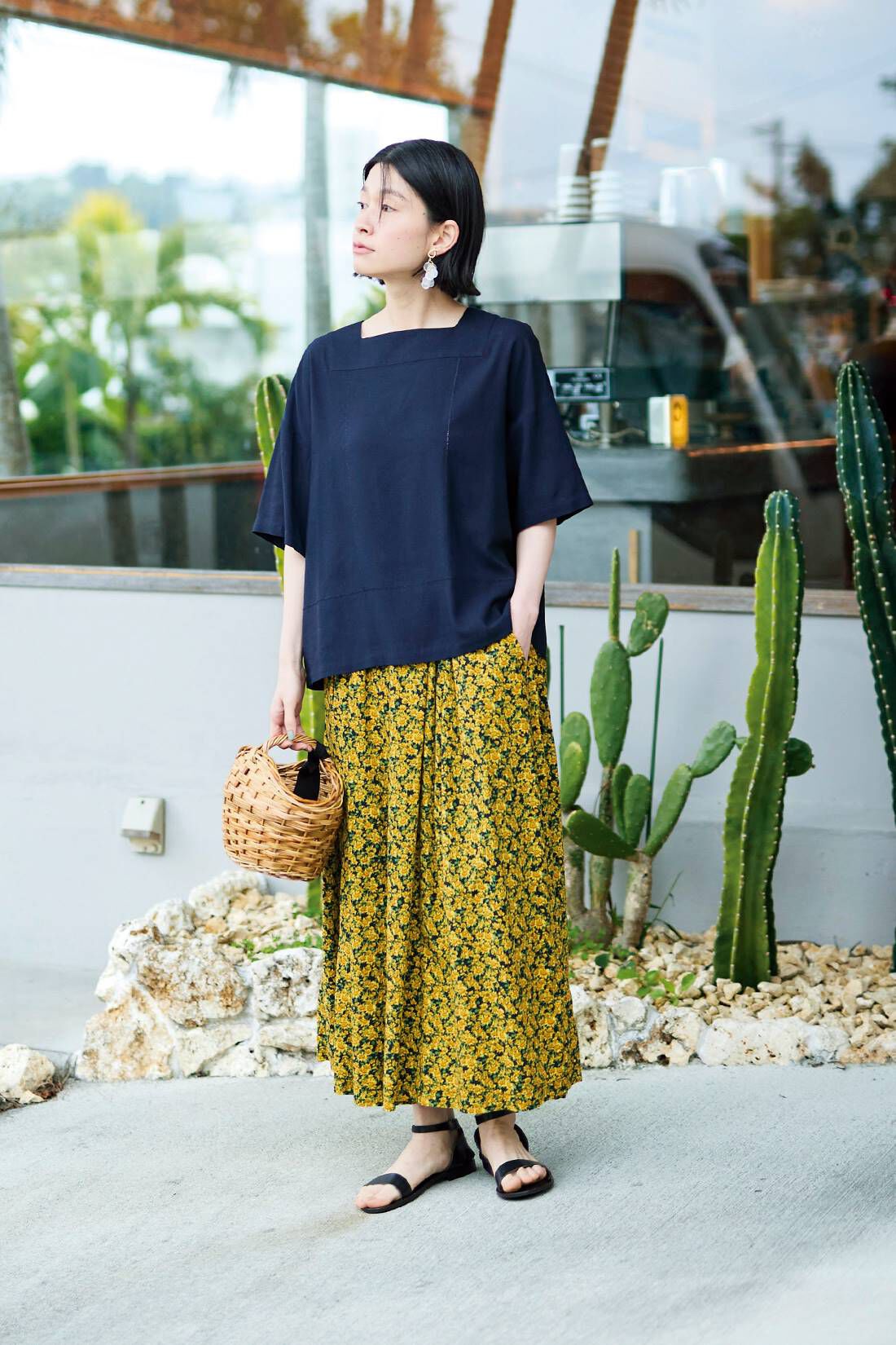 Sunny clouds|サニークラウズ　ひまわり畑キュロパン〈レディース〉|身長162cm/トップスMサイズ/ボトムスMサイズ