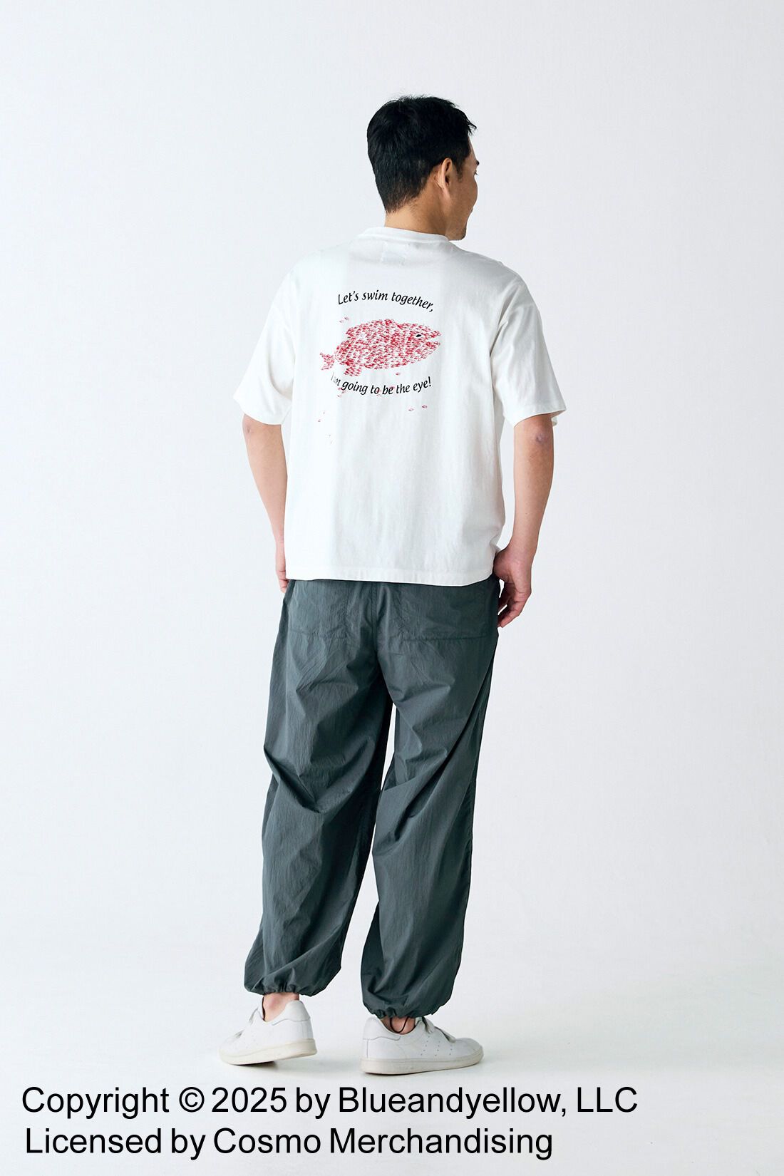 Sunny clouds|サニークラウズ　feat. Swimmy 　スイミーTシャツ〈メンズ〉白|身長184cm/トップスLサイズ/ボトムスLサイズ