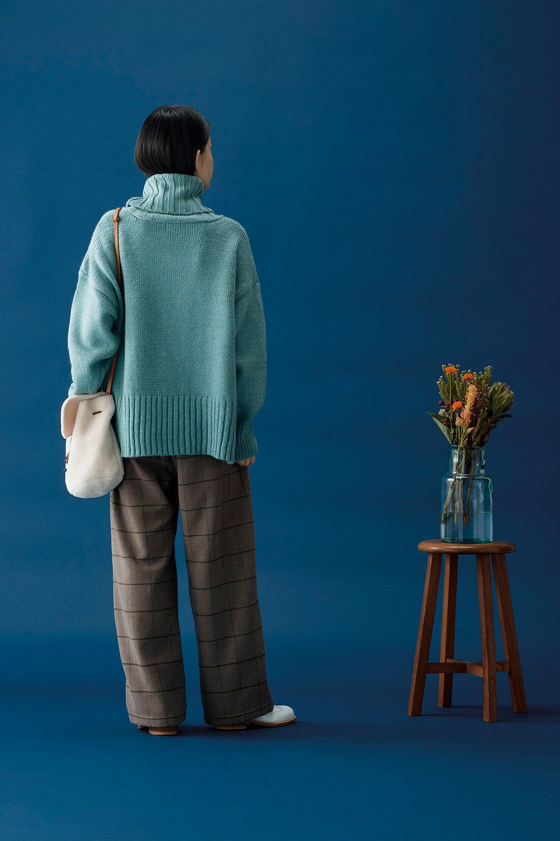 Sunny clouds|サニークラウズ ブランケットで作ったチェックパンツ〈レディース〉|モデル身長162cm/着用サイズM