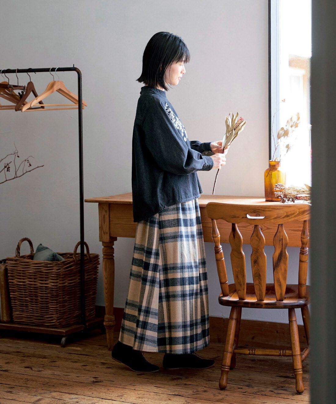 Sunny clouds|サニークラウズ　ブランケットで作ったチェックスカート〈レディース〉