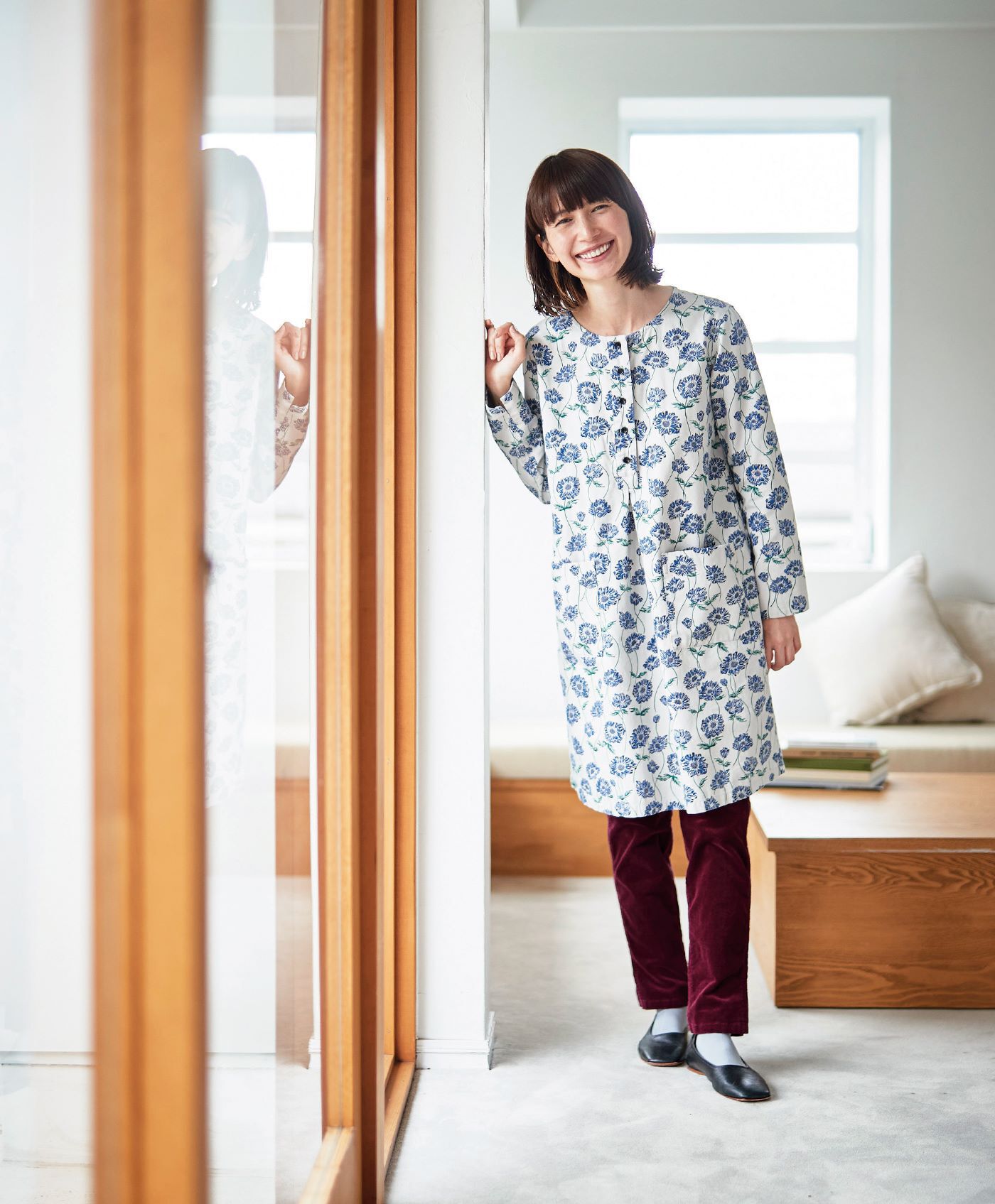 Sunny clouds|サニークラウズ ちょいゆるコール天ス〈レディース〉ワイン