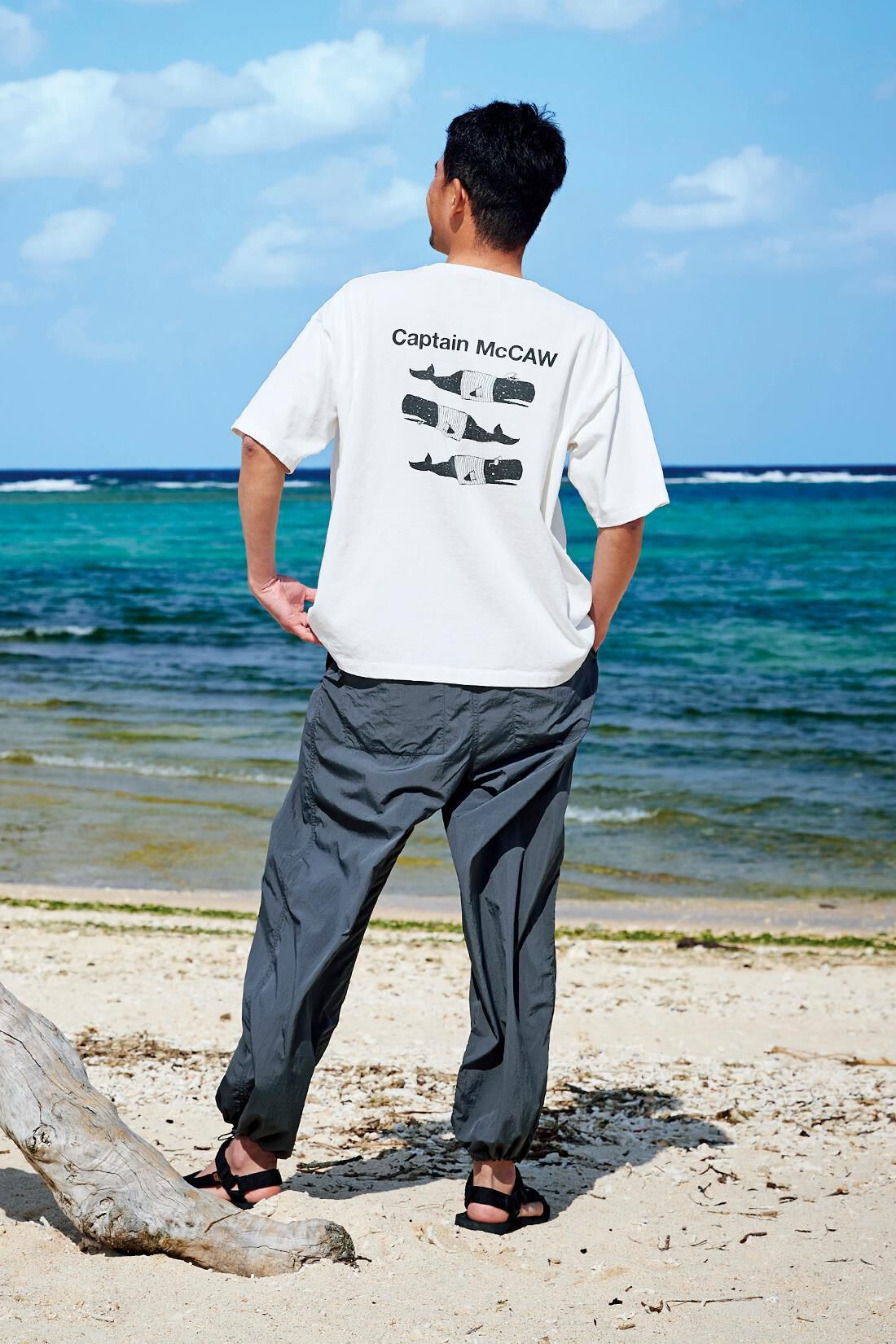 Sunny clouds［サニークラウズ］|サニークラウズ　くじらの船長Tシャツ〈メンズ〉|身長184cm/トップスLサイズ/ボトムスLサイズ