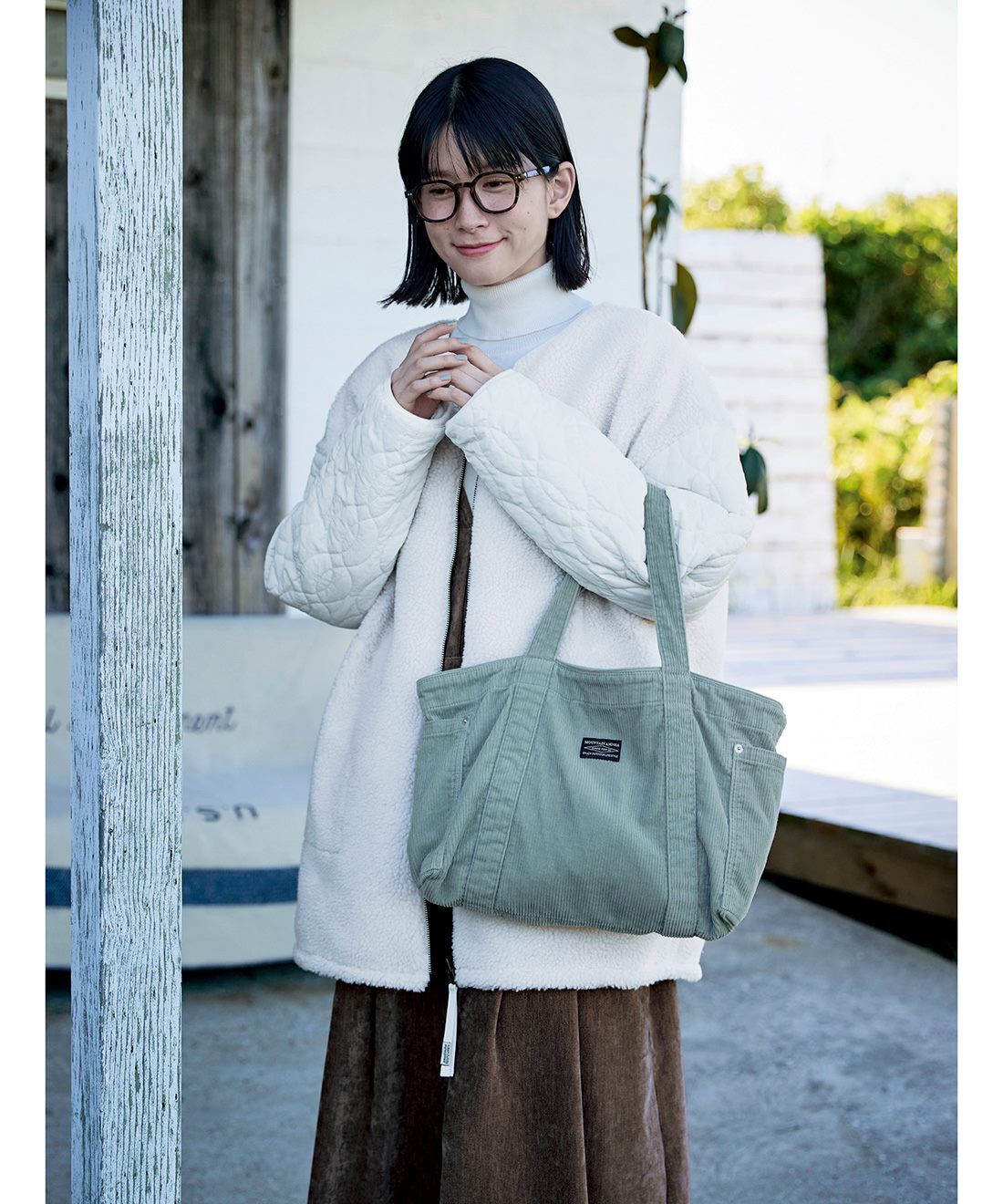 Sunny clouds|【いっしょ買いキャンペーン】サニークラウズ　ミントグリーンなコール天バッグ