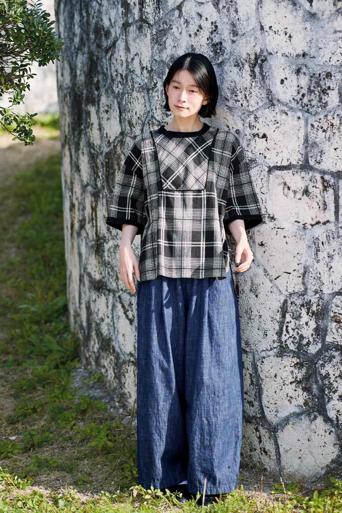 Sunny clouds|サニークラウズ　feat. Shuttle Notes 　白黒チェックのトップス〈レディース 〉|身長162cm/トップスMサイズ/ボトムスMサイズ