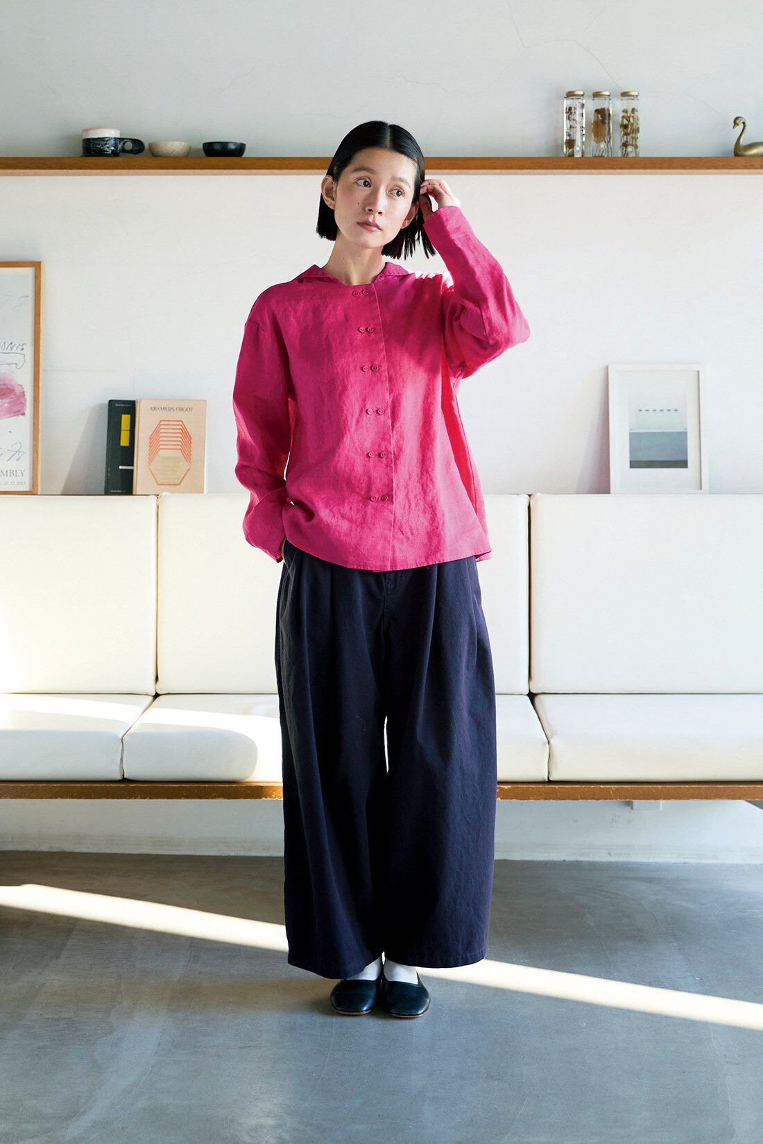 Sunny clouds［サニークラウズ］|サニークラウズ どんだけブカブカパン〈レディース〉紺|身長162cm/トップスMサイズ/ボトムスMサイズ