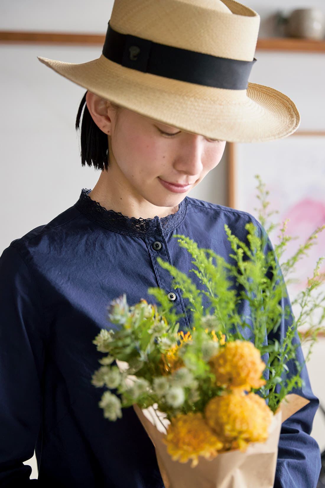 Sunny clouds|サニークラウズ 衿だけブラウス紺〈レディース〉