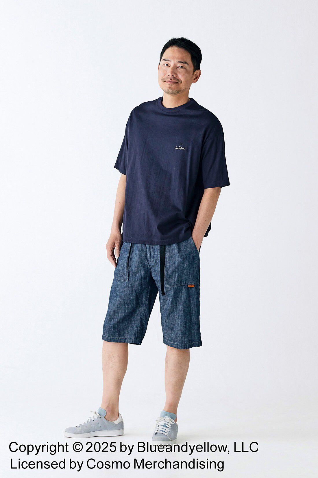 Sunny clouds|サニークラウズ　feat. Swimmy 　スイミーTシャツ〈メンズ〉紺|身長184cm/トップスLサイズ/ボトムスLサイズ