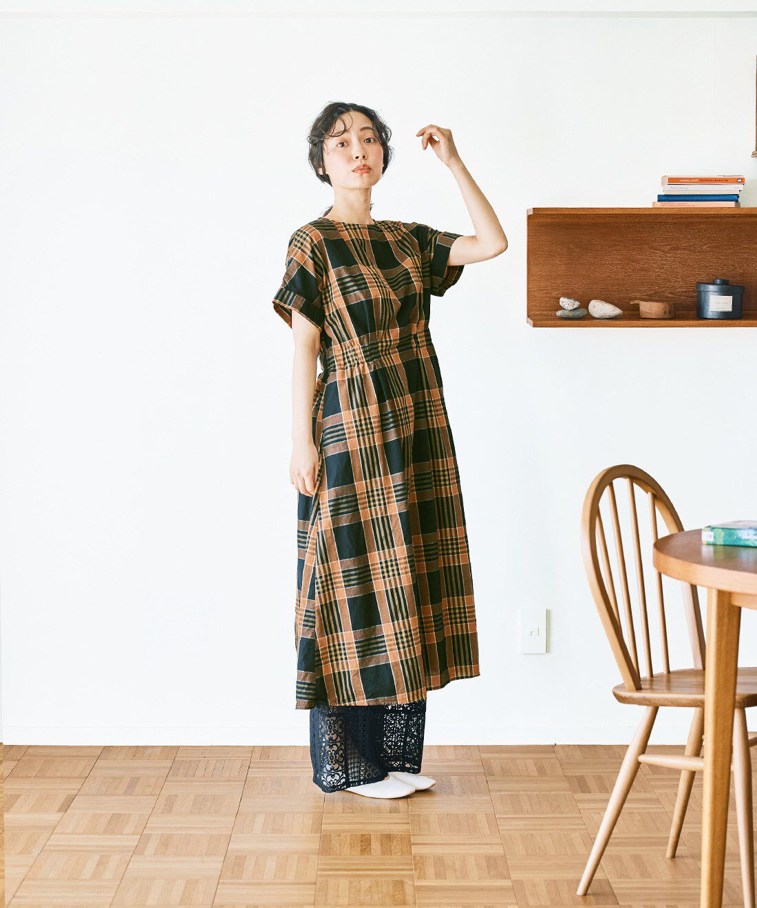 and myera|and myera サマーダークなチェックワンピース