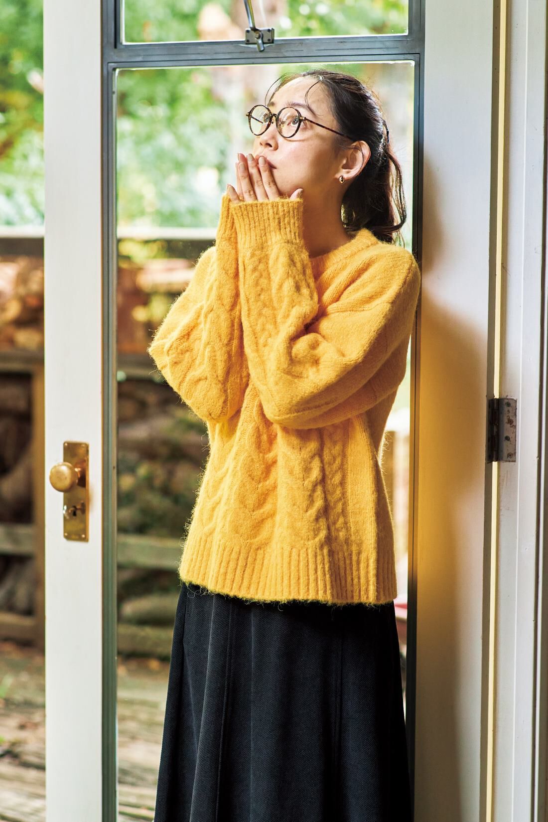 and myera|and myera ちょっとだけみじか丈のセーター〈黄〉