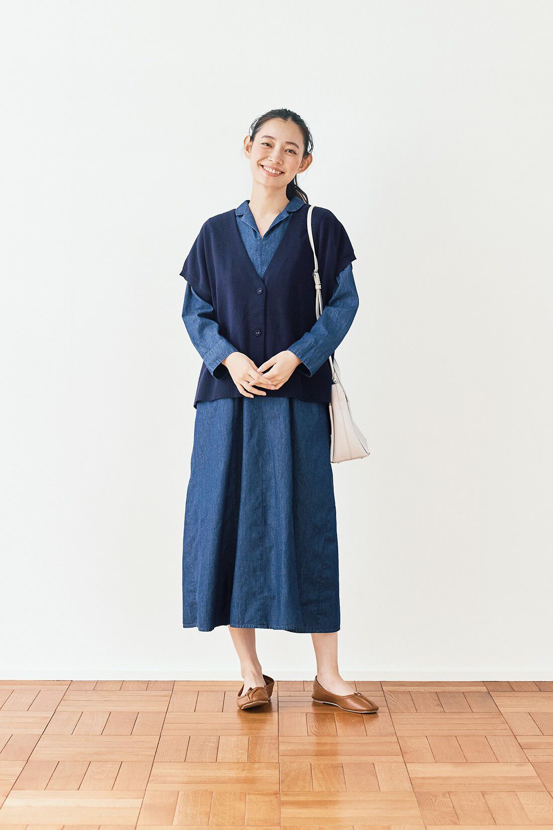 and myera|and myera ジップアップデニムワンピース