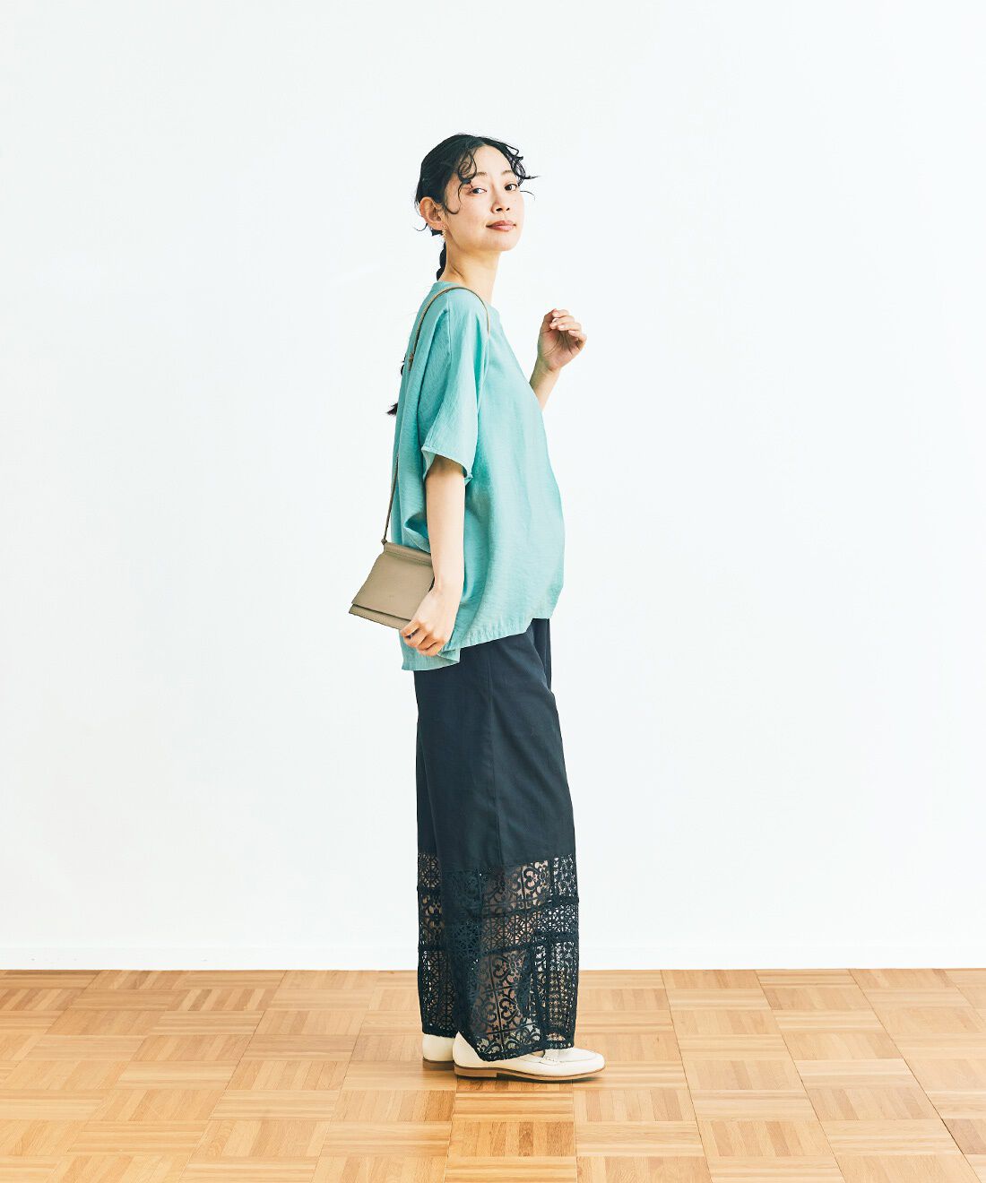 and myera|and myera ミントなスキッパーブラウス