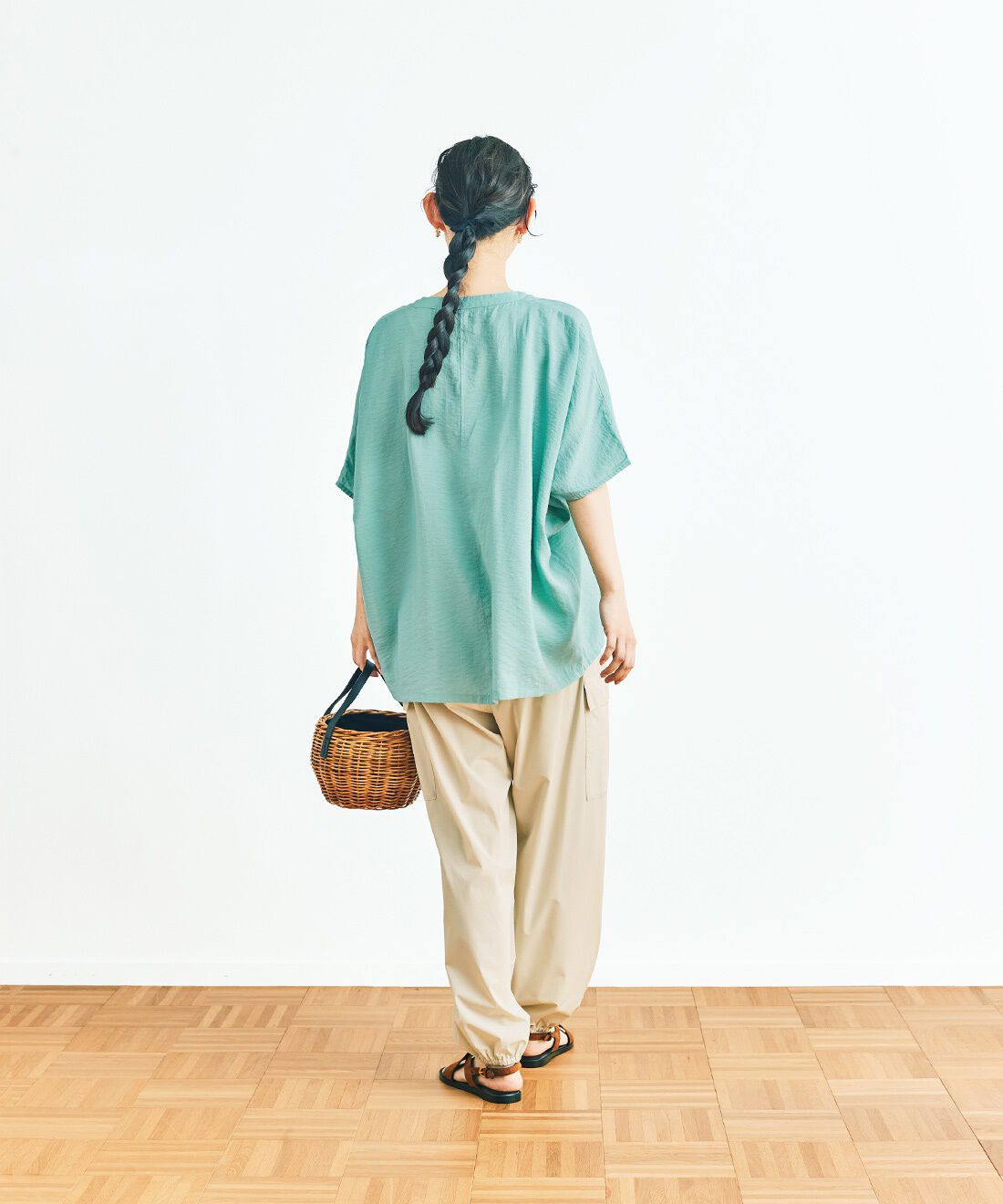 and myera|and myera ミントなスキッパーブラウス