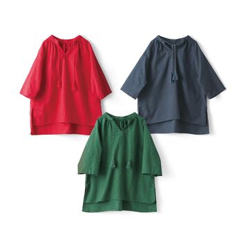 綿100% タッセル ブラウス