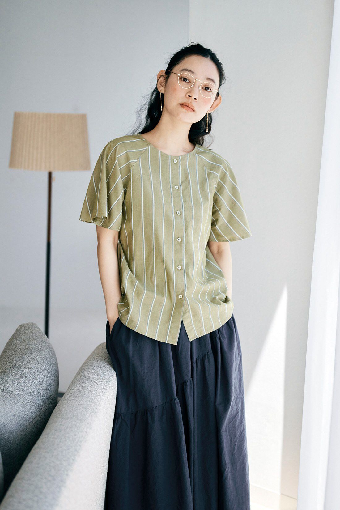 and myera|and myera ストライプなラグランシャツの会