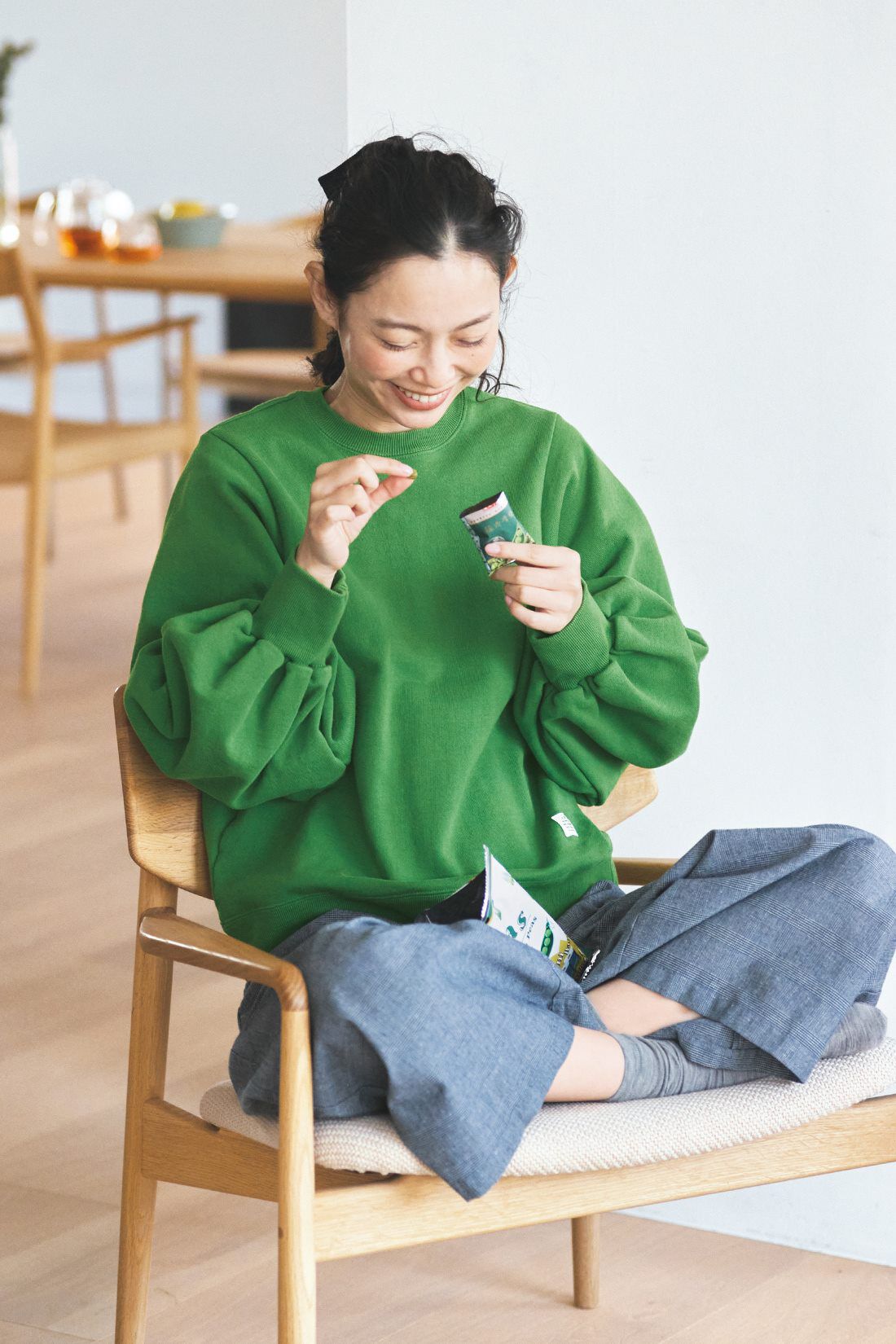 and myera［アンドマイラ］|and myera ボリューム袖トレーナー〈グリーン〉