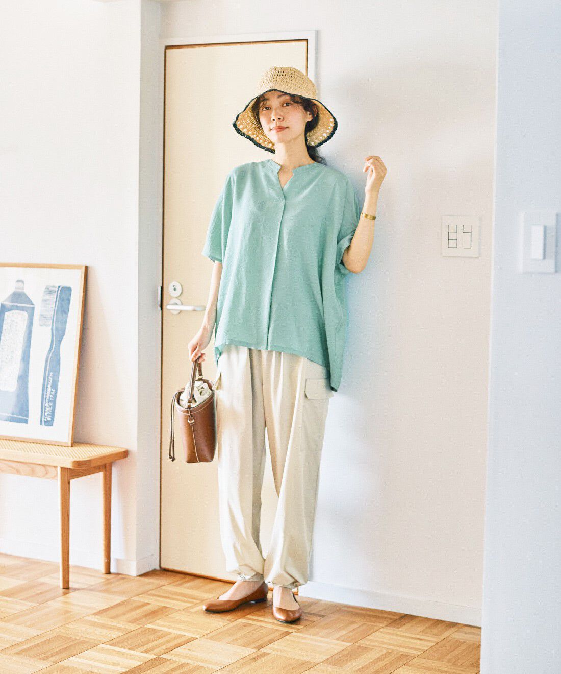 and myera|and myera ミントなスキッパーブラウス
