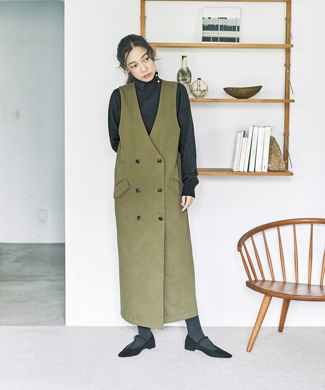 and myera［アンドマイラ］|綿100% ダブル ジャンスカ グリーンのコーディネート