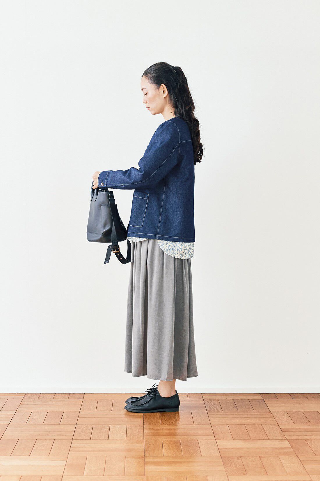 and myera|and myera そよぐスカート〈シルバーグレー〉