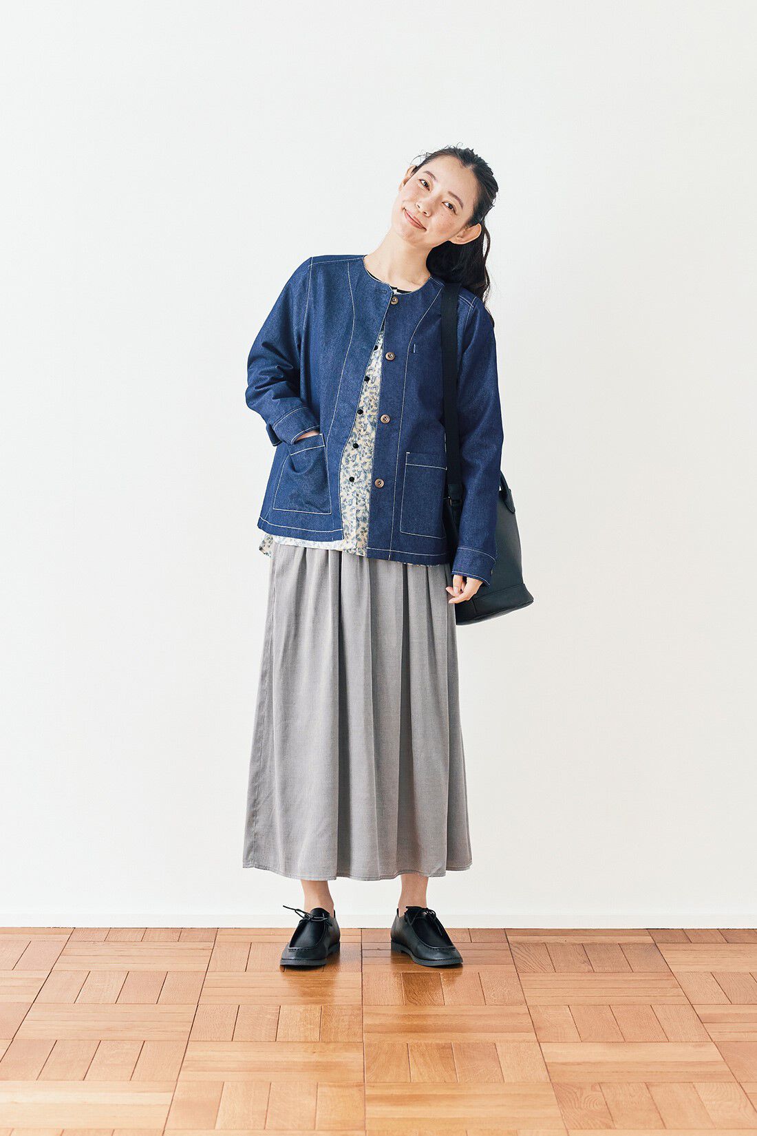 and myera|and myera そよぐスカート〈シルバーグレー〉