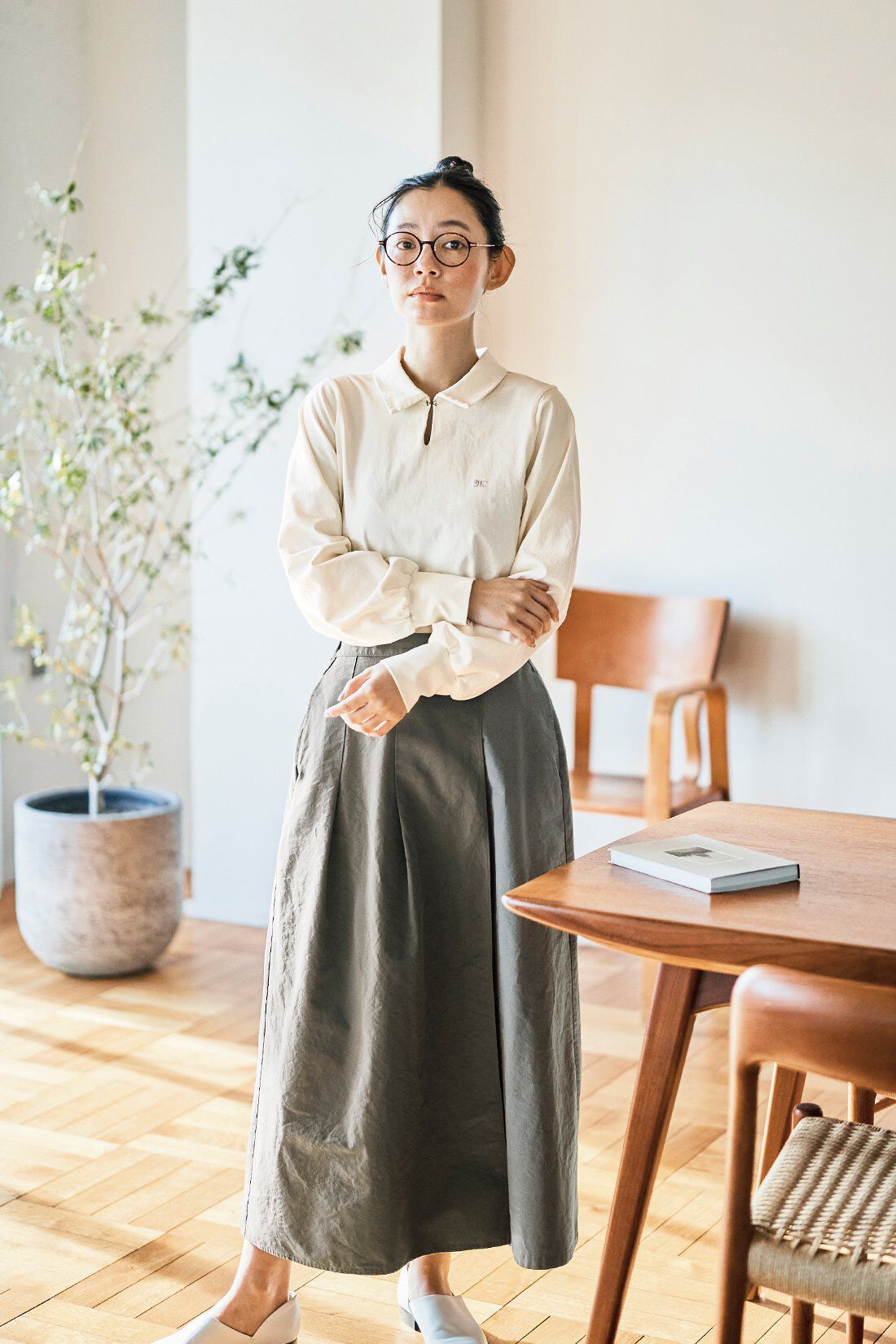 and myera|ａｎｄ　ｍｙｅｒａ長袖ポロＴトップスのコーディネート