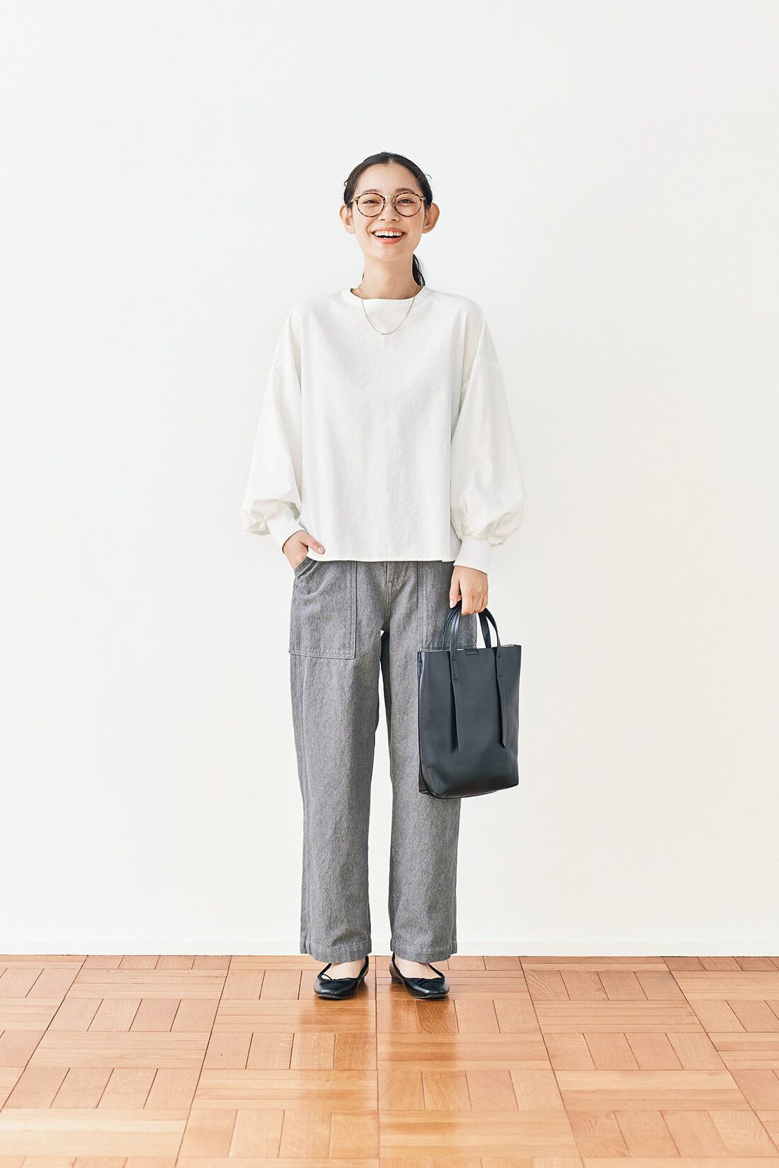 and myera|and myera 布はくの長袖Tトップスの会