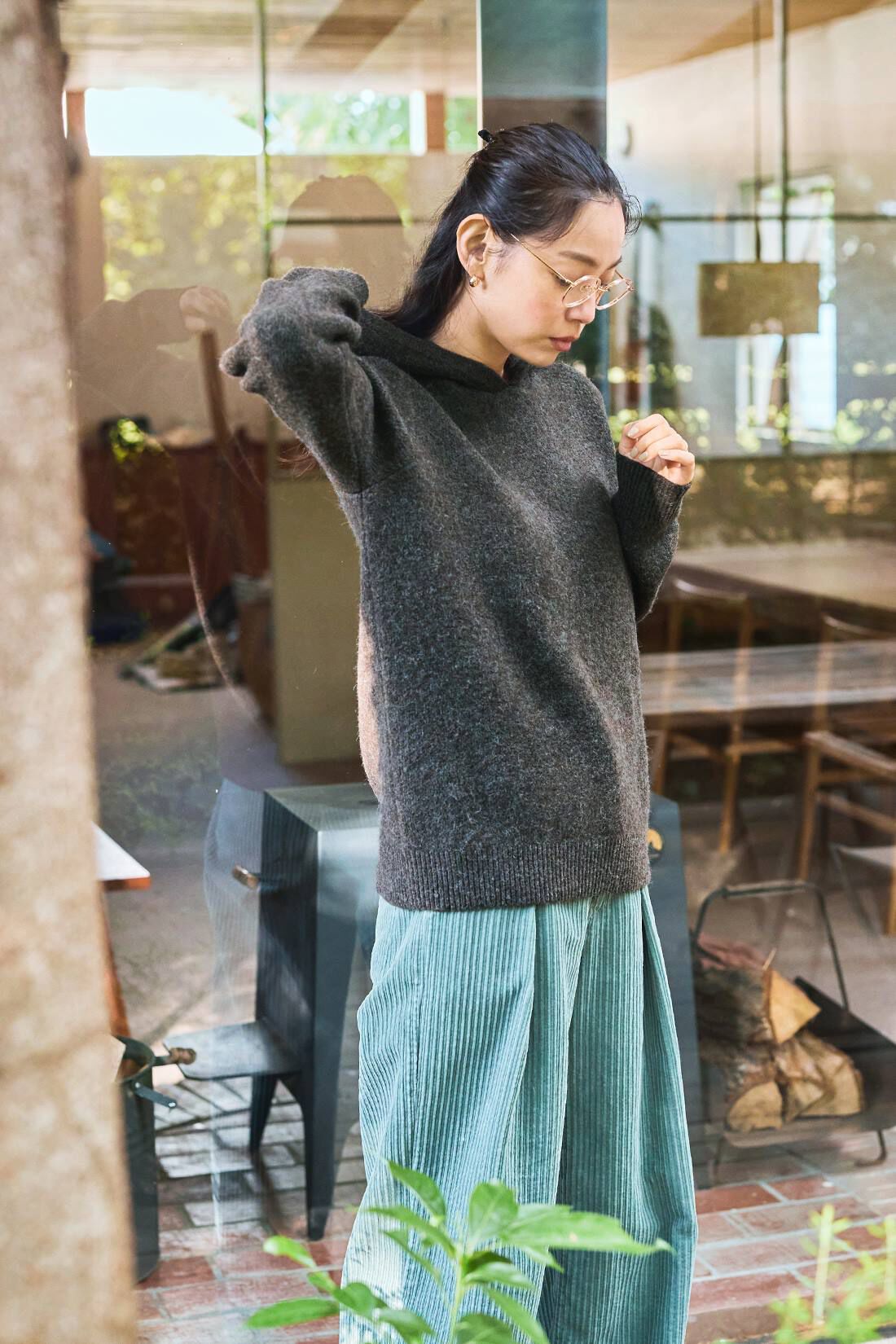 and myera|and myera 親子コールのワイドパンツ〈ミントグリーン〉