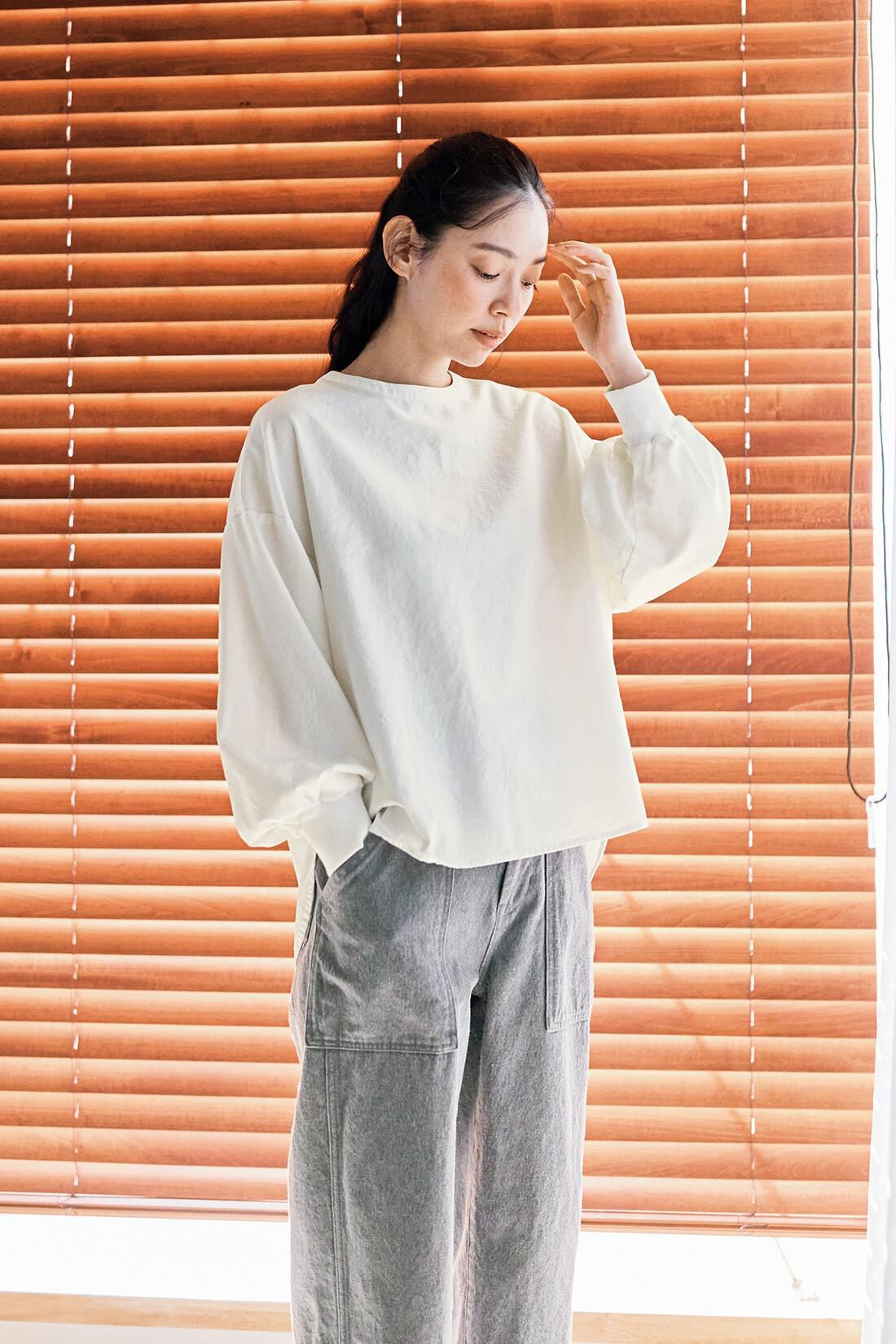 and myera|and myera 布はくの長袖Tトップスの会