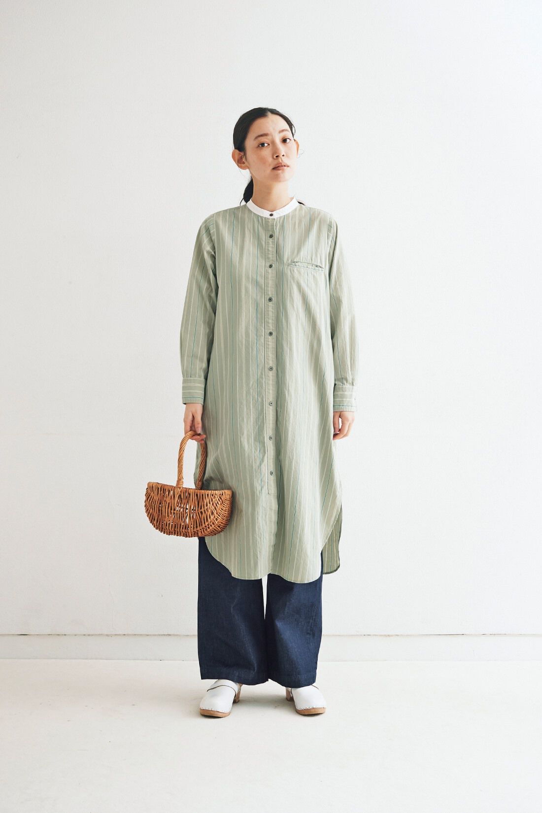 and myera|ａｎｄ　ｍｙｅｒａ　クレリックなストライプワンピース