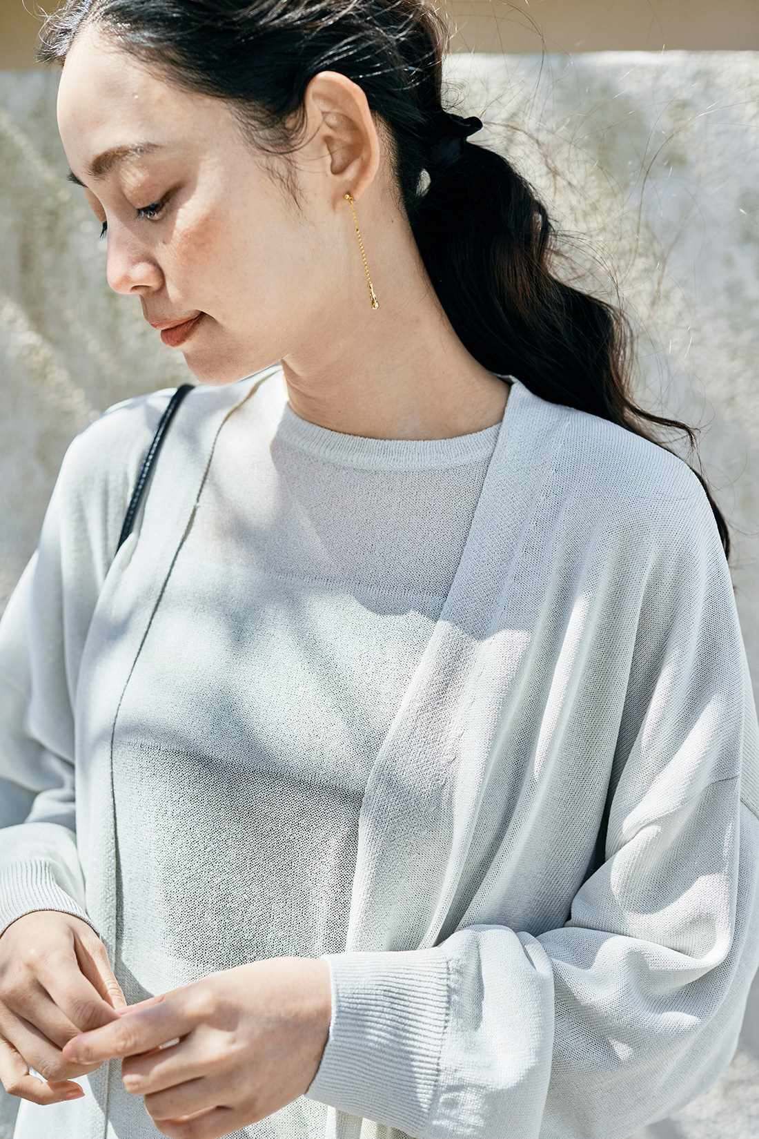 and myera［アンドマイラ］|and myera 透けるサマーニットカーディガン〈アイボリー〉