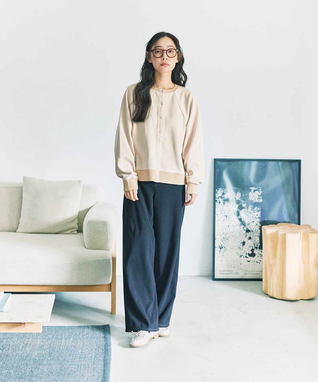 and myera［アンドマイラ］|カットソー スナップボタン カーディガン ホワイトのコーディネート