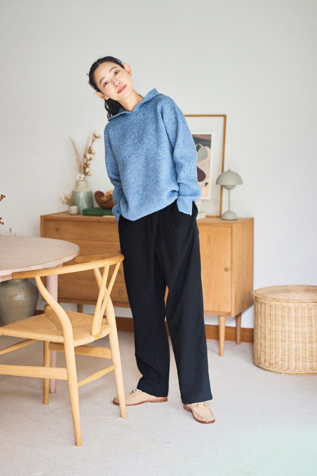 and myera|and myera 斜めタックパンツ