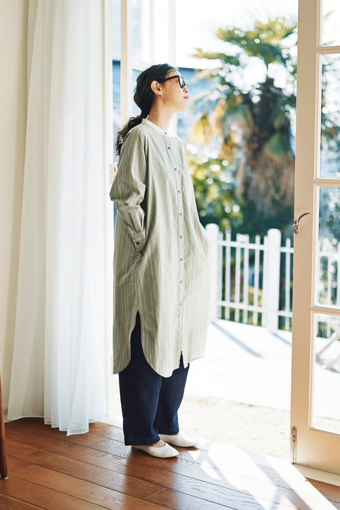 and myera|ａｎｄ　ｍｙｅｒａ　クレリックなストライプワンピース