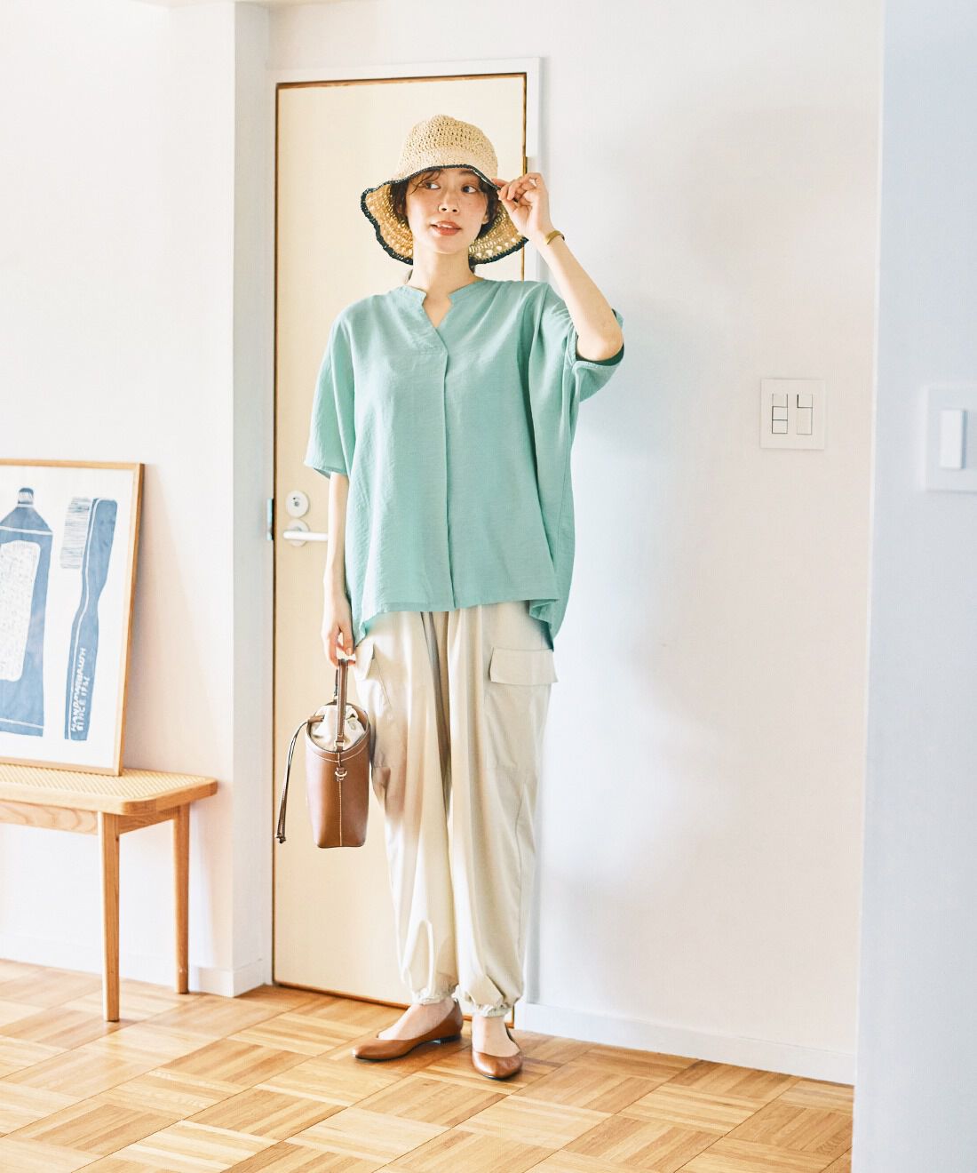 and myera|and myera ミントなスキッパーブラウス