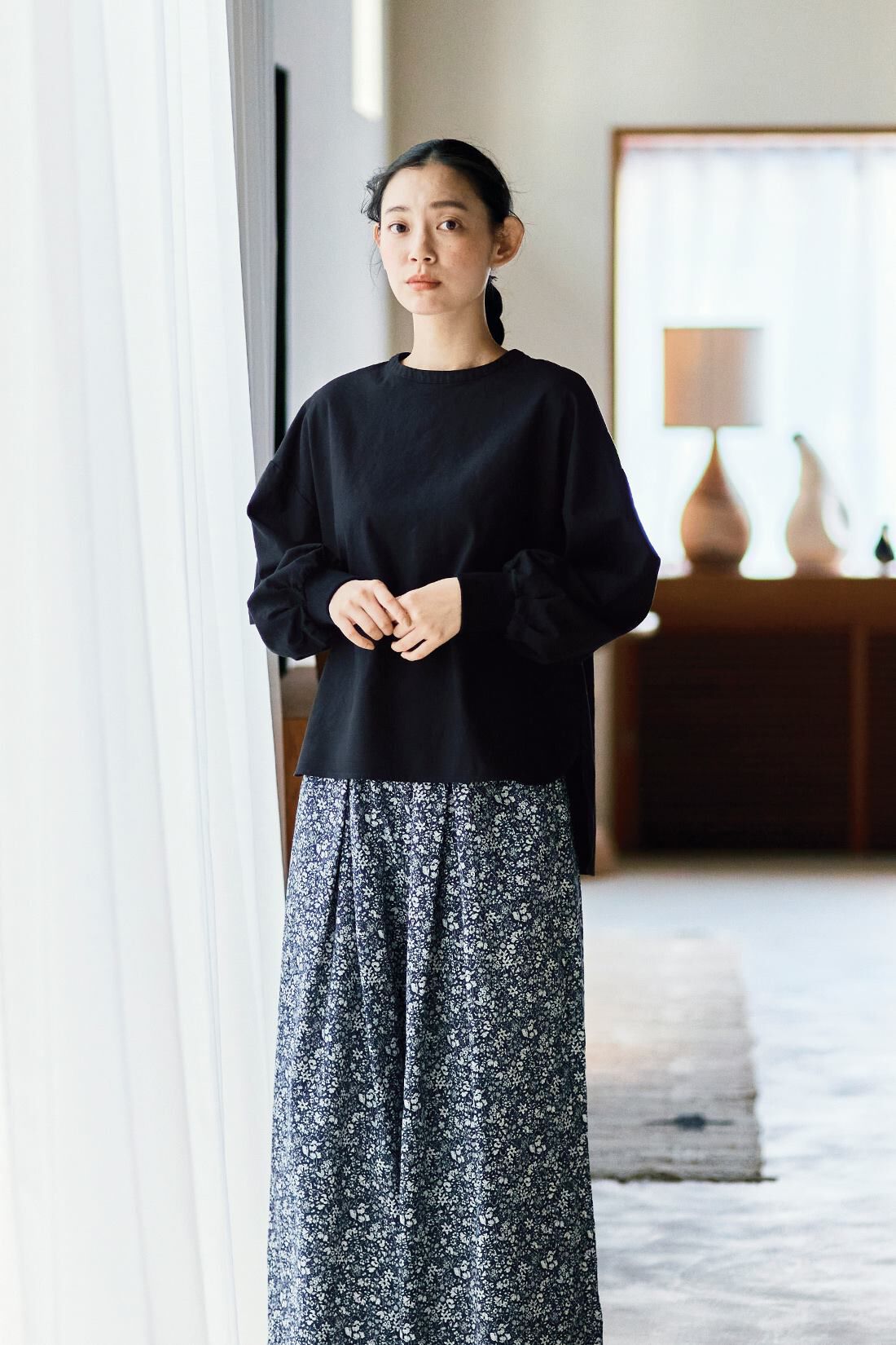 and myera|and myera 布はくの長袖Tトップスの会