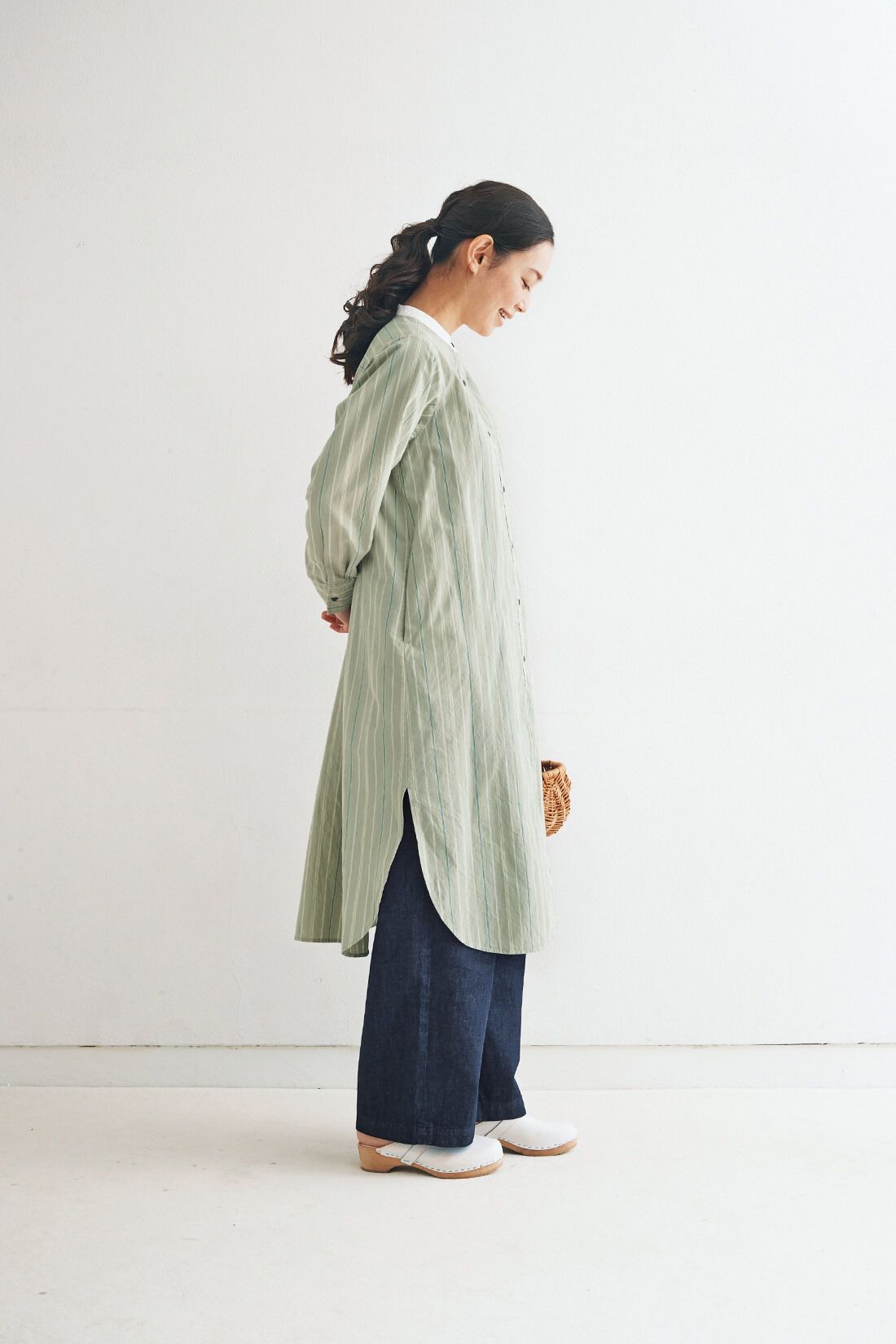 and myera|ａｎｄ　ｍｙｅｒａ　クレリックなストライプワンピース