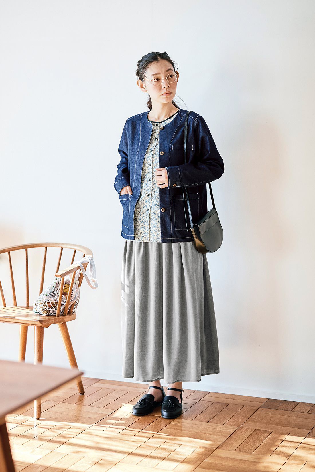 and myera|and myera そよぐスカート〈シルバーグレー〉