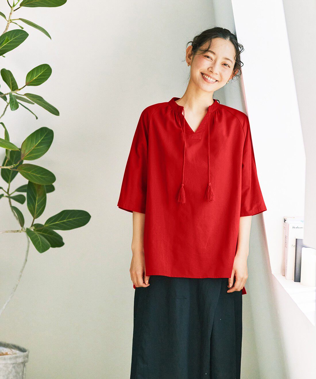 and myera|レーヨンナイロン 巻きスカート風 キュロパン ブラックのコーディネート