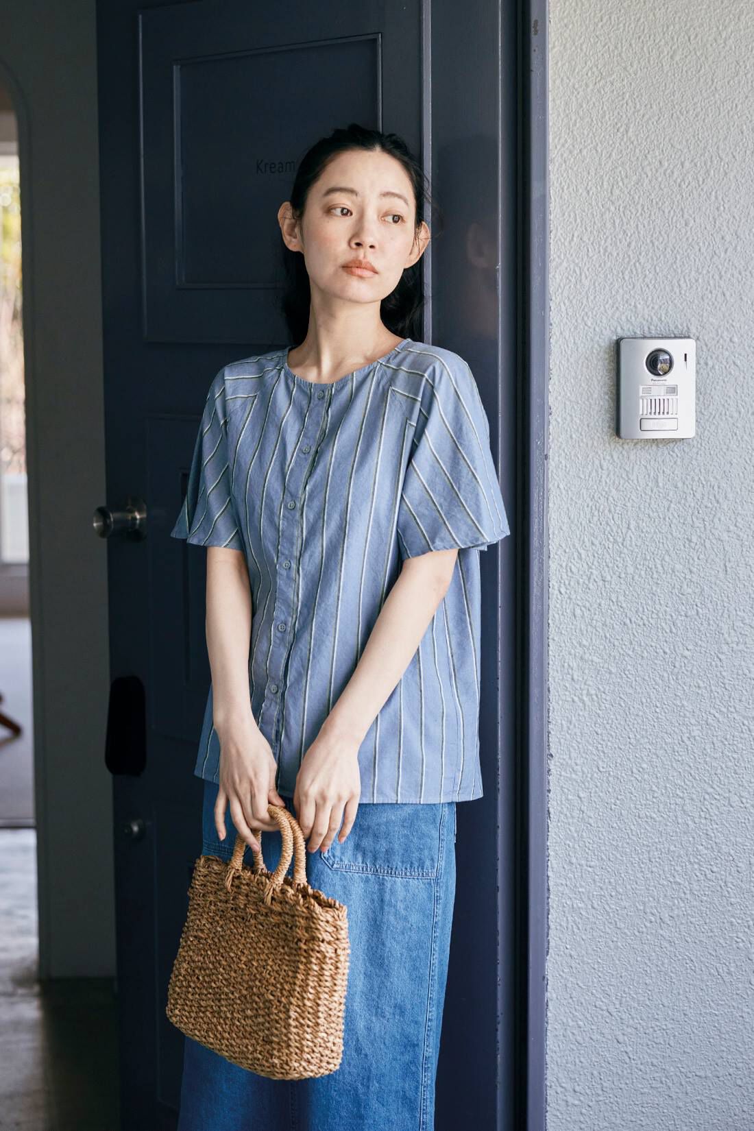and myera|and myera ストライプなラグランシャツの会