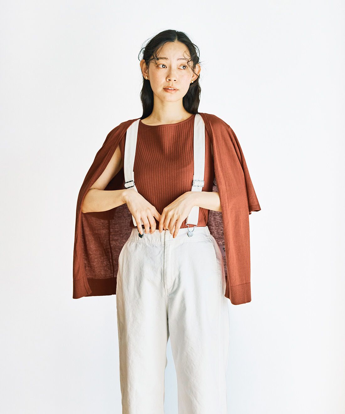 and myera［アンドマイラ］|タンクトップ カーディガン コーデセット ブラウンのコーディネート