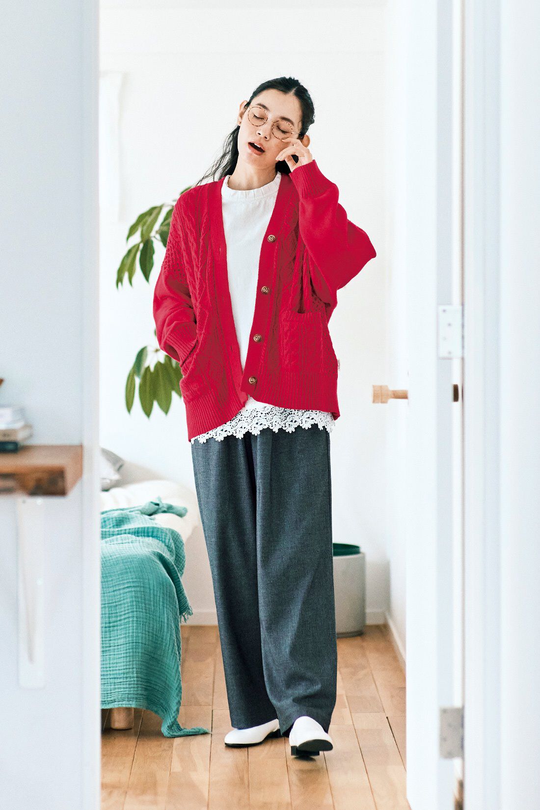 and myera|and myera ワイドなスラックス〈グレー〉