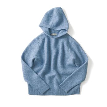 and myera | 毛布のような 縮絨加工 パーカー〈青色〉