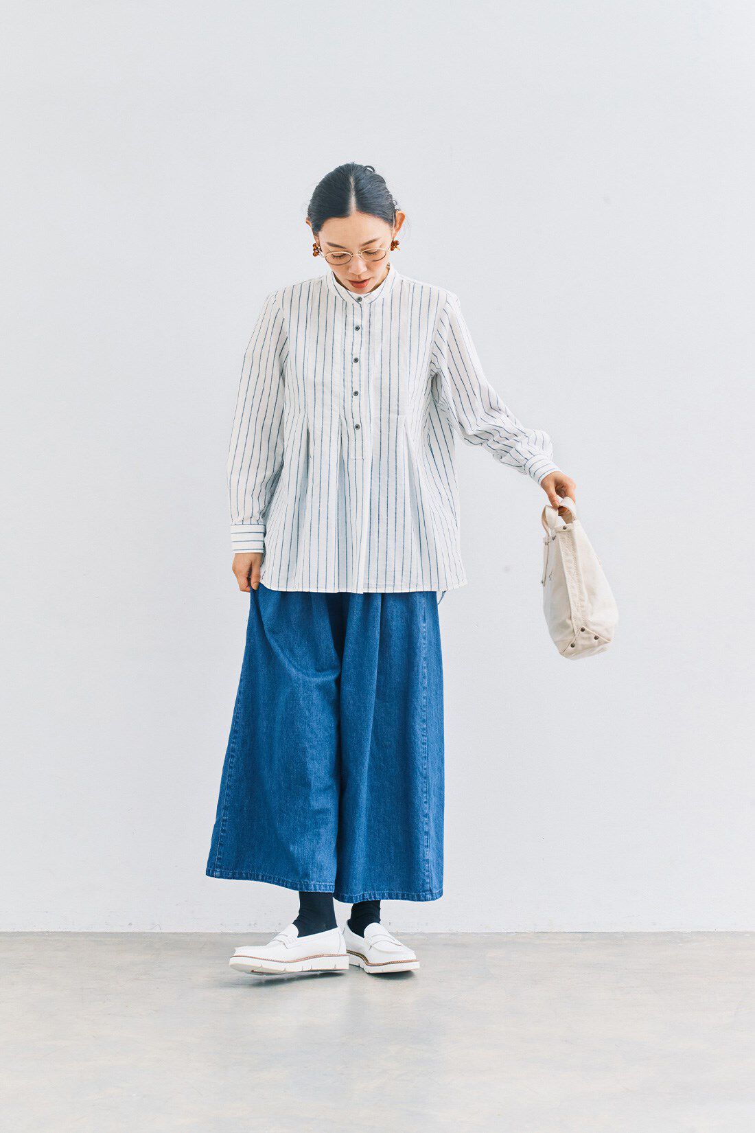 and myera|and myera ストライプなシャツ〈白〉