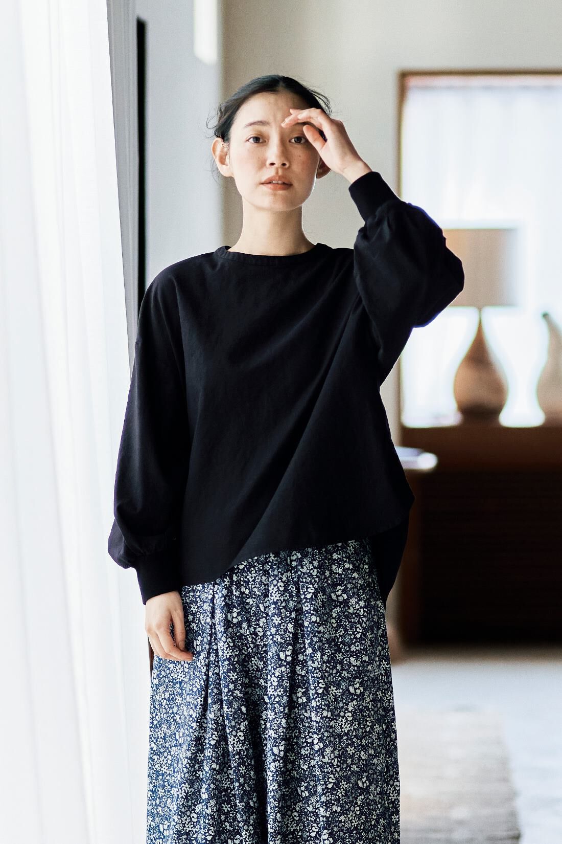 and myera|and myera 布はくの長袖Tトップスの会