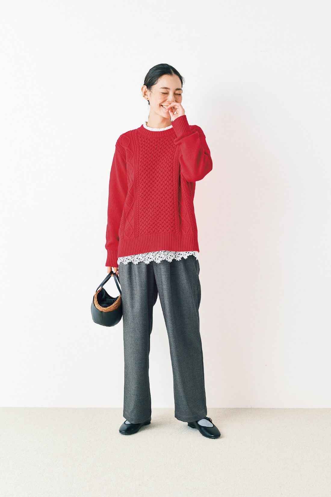 and myera|and myera ワイドなスラックス〈グレー〉