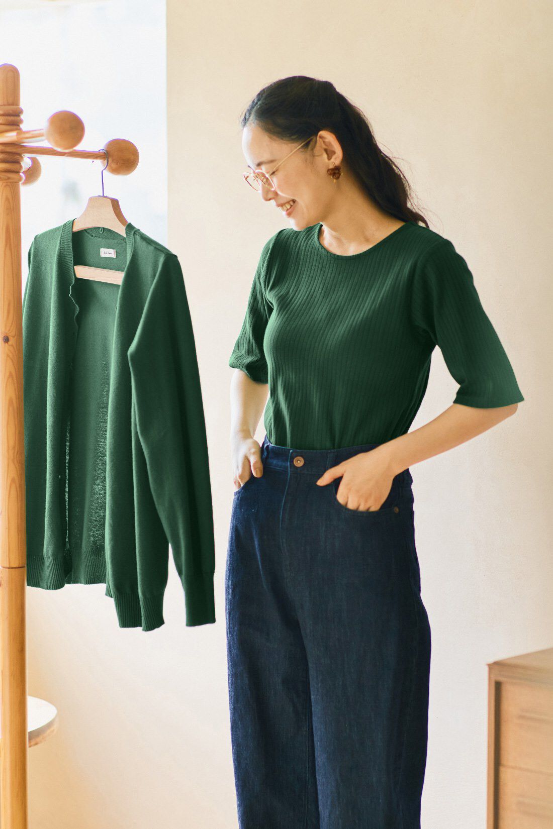 and myera|and myera カーディガンとTシャツのアンサンブルセット