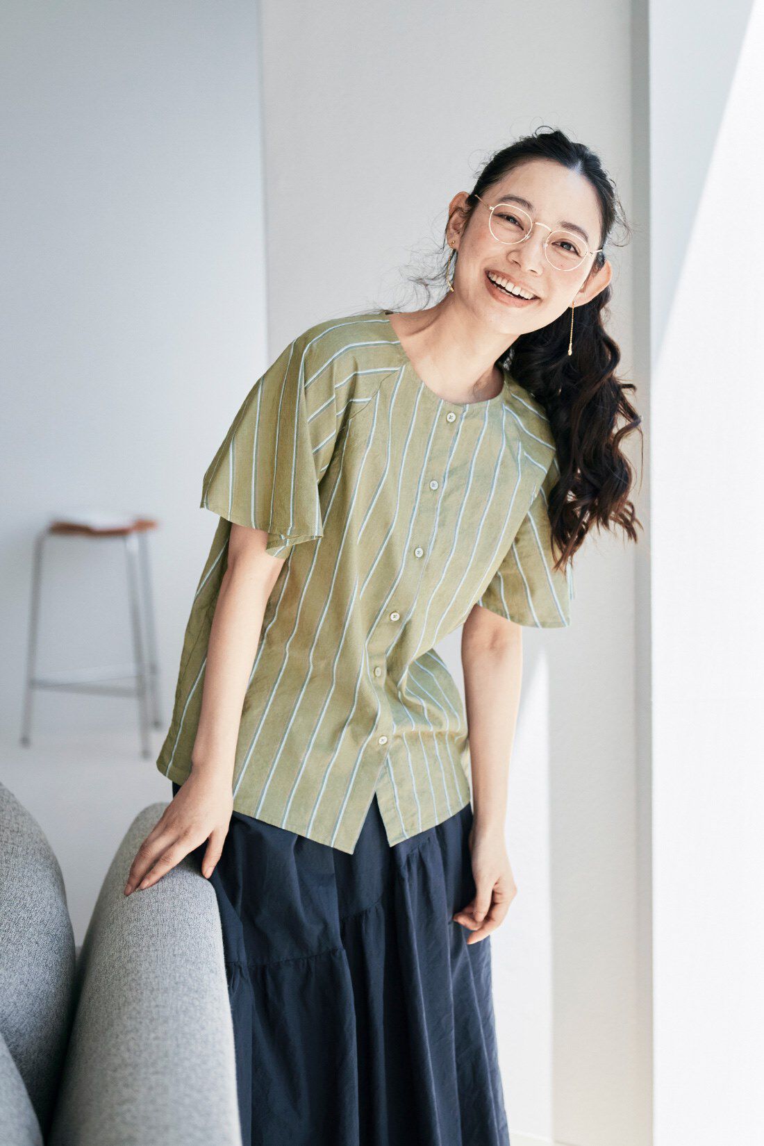 and myera|and myera ストライプなラグランシャツの会