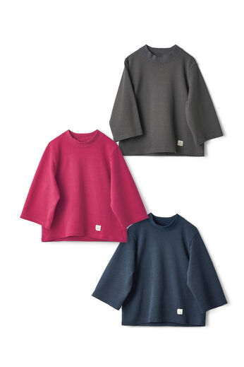 and myera | ハイネック 鹿の子生地 Tシャツ グレー ピンク ネイビー