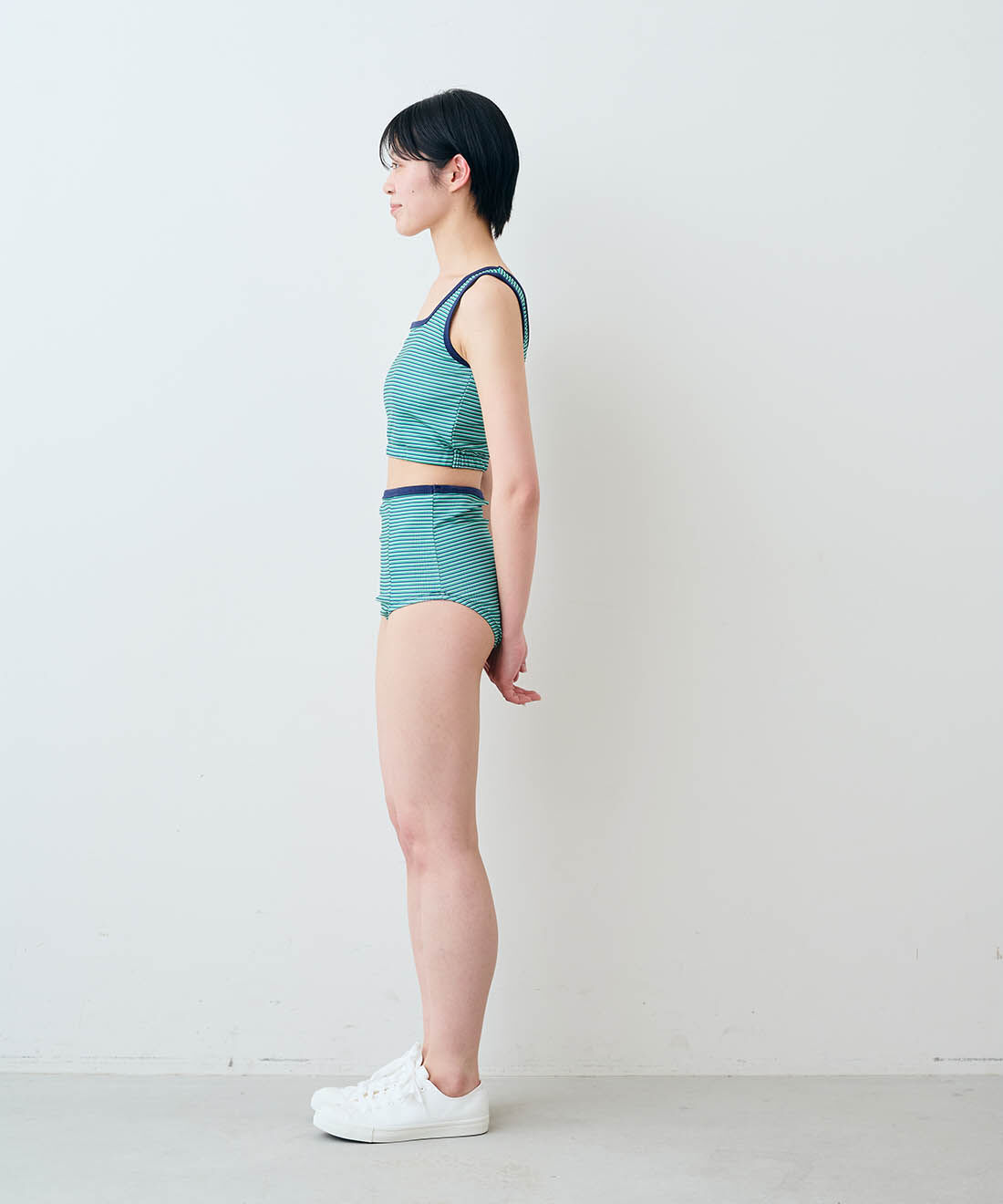 SYRUP. [シロップ．]|【WEB限定】miller ボーダータンクトップ＆パンツ スイムウェア2点セット〈グリーン〉【シロップ．バスケット】