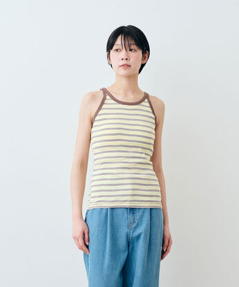 SYRUP. [シロップ．] | miller リブボーダーカップ付き タンクトップ　〈イエロー×ブラウン〉